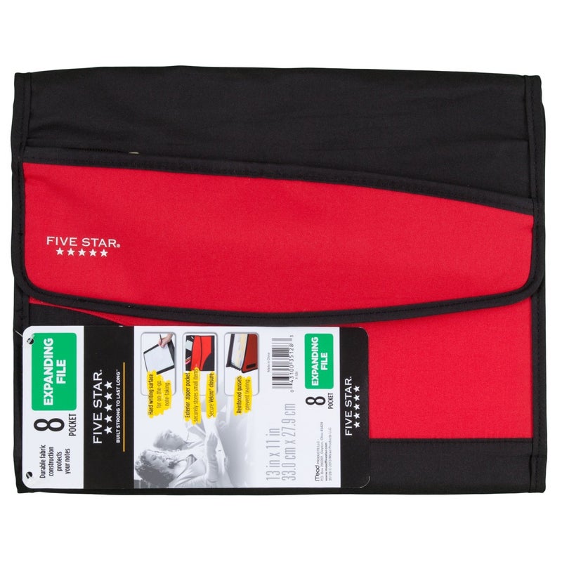 Five Star Expanding File Folder, 8-Pocket Expandable File Folder, Red (73924) - Image 2